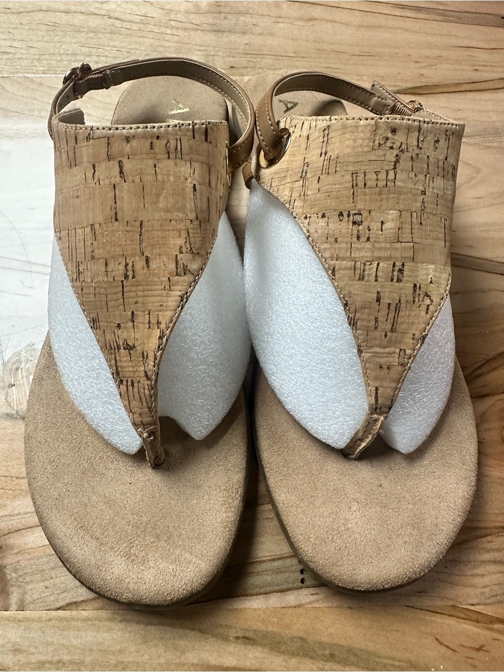Cork Accent and Tan Thong Sandals